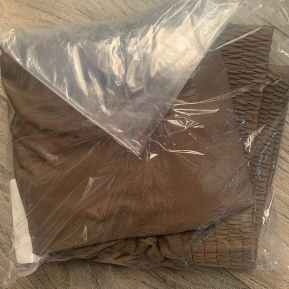 NWT H BY HALSTON JET SET JERSEY ANKLE PANTS SMOCKED WAISTBAND EARTH GREEN 6 - Picture 8 of 8